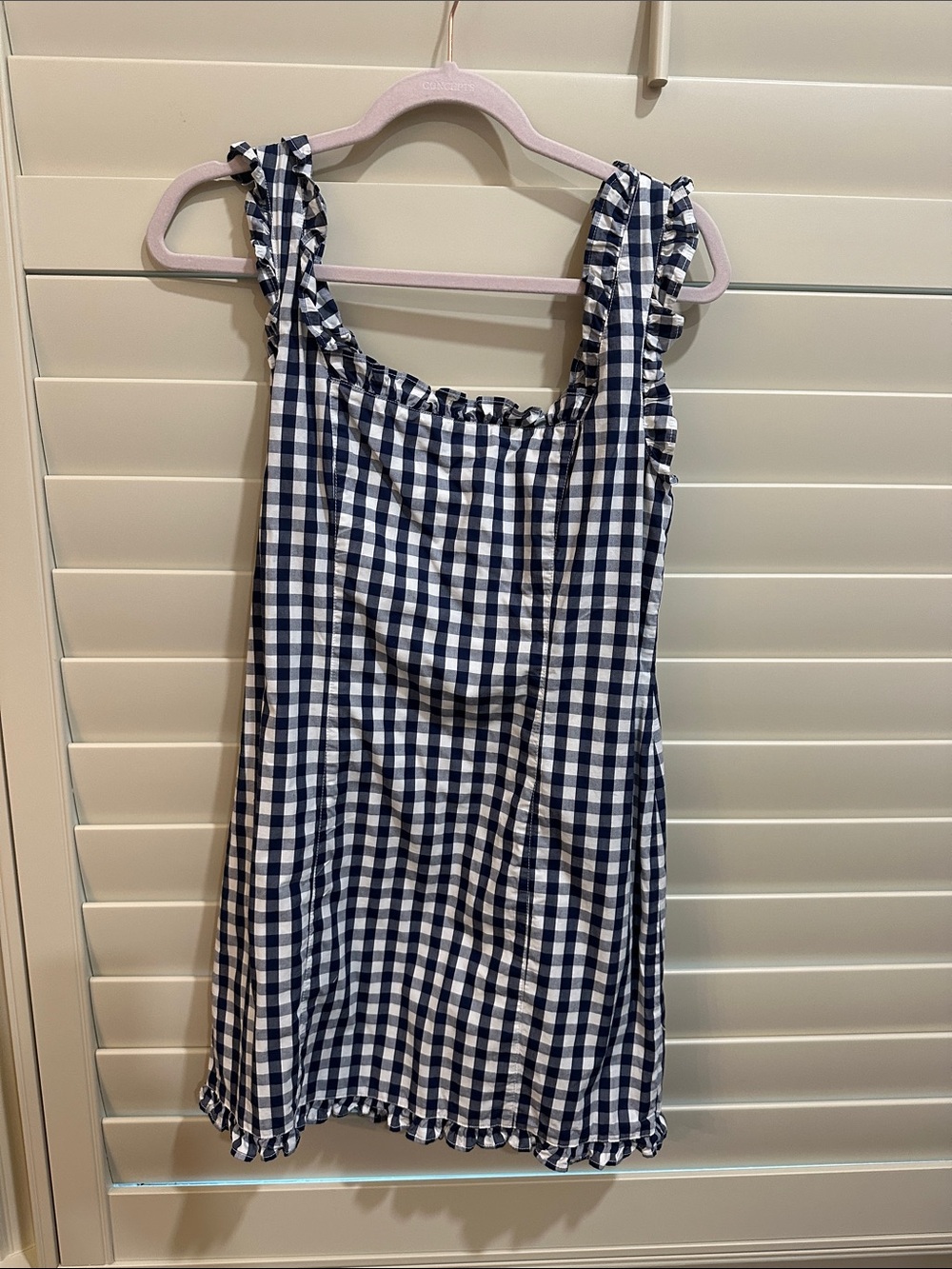 J. Crew Navy and White Cotton  Gingham Mini Dress